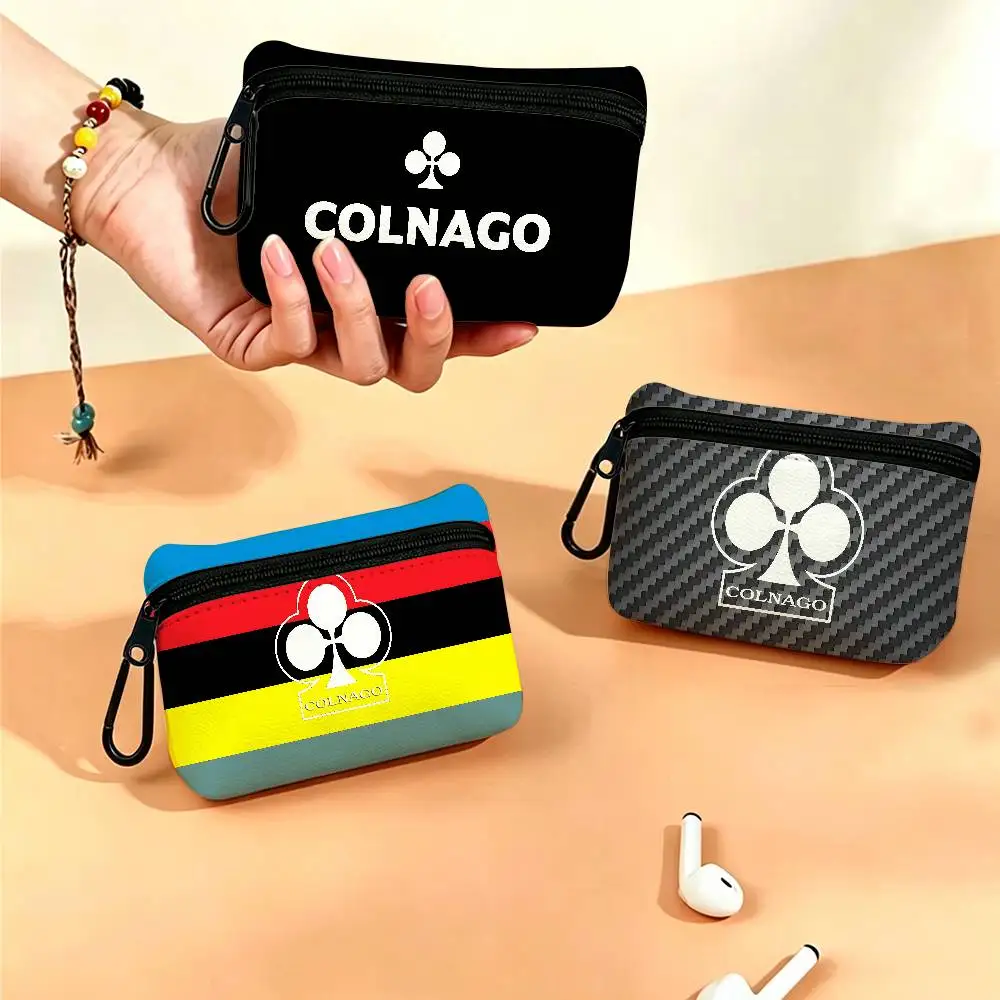 Colnago Logo Oxford Coin Wallet Detachable Carabiner Hook Compact Storage Bag For Outdoor Shopping Accessory