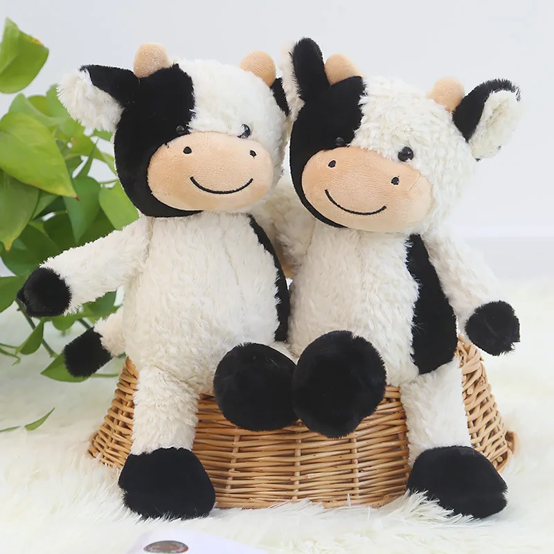 New Animal Cow Plush Doll Doudou Cow Toy Doll Cute Sitting Black and White Cow Doll Cloth Doll