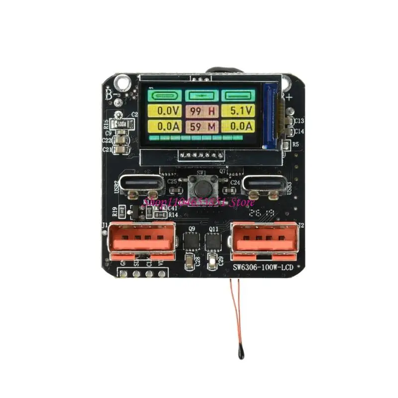 4S Battery Controller Board with Color LCD Showing Input Level, Output Current, Remaining Charge, and Estimated Duration in
