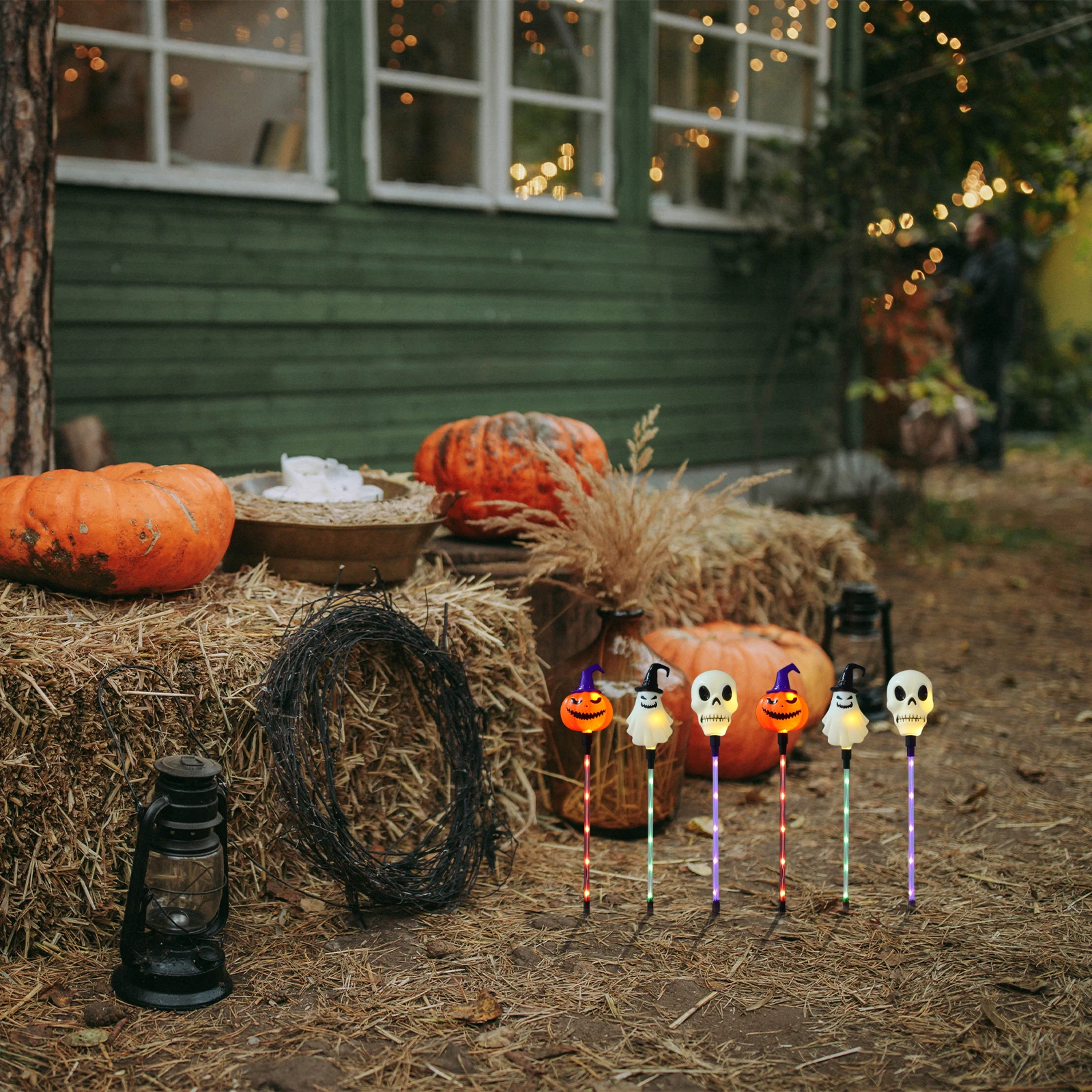 

Ghostly Lights Halloween Decor Decorative Stake Lamp LED Garden Pumpkin