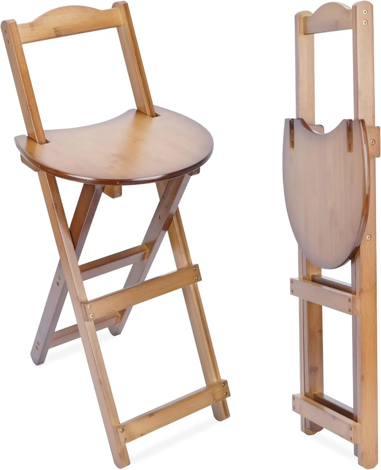 

Folding Bamboo Bar Stools Counter Barstools With Backrest And Footrest Foldable Wooden Bar Stool Folding Dining Chair For Home