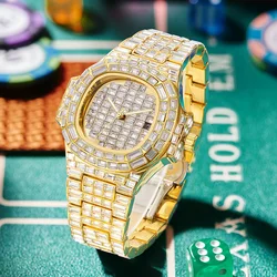 Luxury Man's Watches Diamond Studded Starry Sky Square Diamond Calendar Waterproof Luminous Quartz Watch Stainless Steel Strap