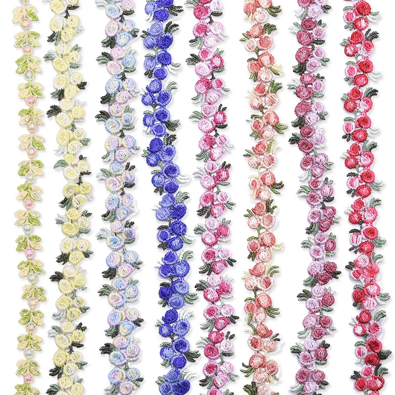2- stoczni eleganckie Mini kwiat wiśni koronkowe wykończenia miękkie ślubne haftowane koronkowe akcesoria do szycia DIY Patchwork polysetser wykończenia