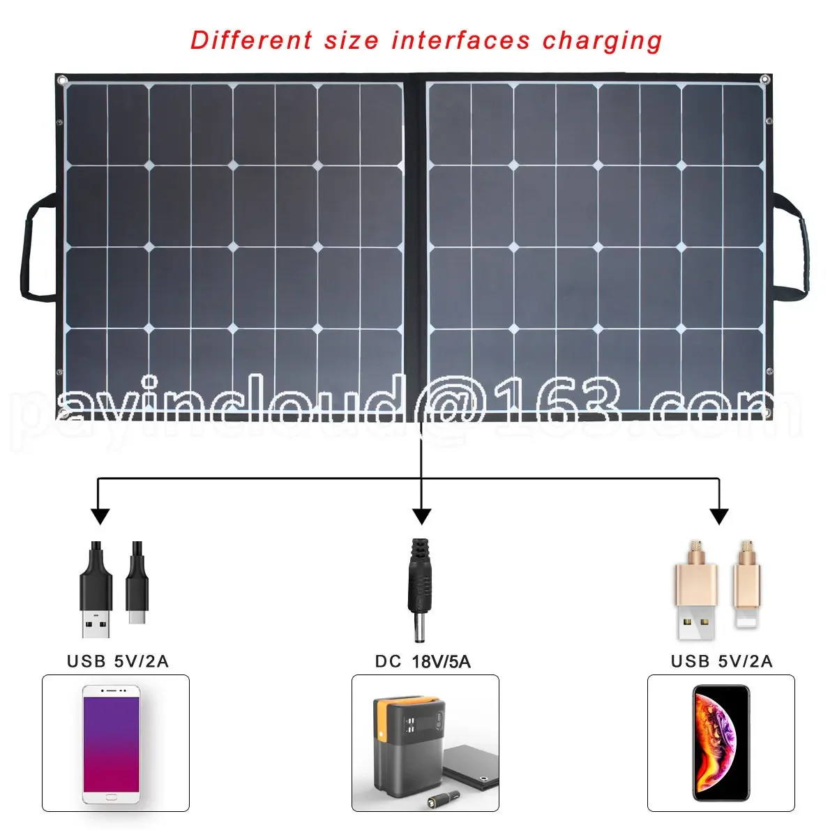 Suitable for 100W Folding Solar Charging Board 18V Light Blue Outdoor Power Portable Photovoltaic