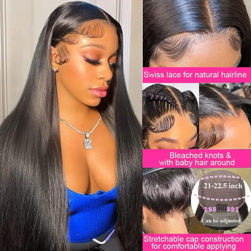 30 40 Inch Straight HD Lace Front Wigs Human Hair Pre Plucked Glueless 13x6 Lace Frontal Wigs Human Hair for Women Natural Hair image 3