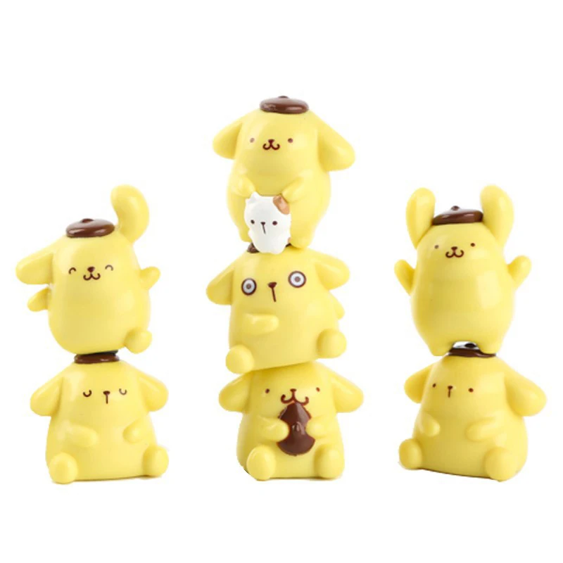 11Pcs/Set Sanrio Cartoon Cute Pompompurin Stacking Ornaments Kawaii Toys Anime Action Figure Model Toys for Girls Birthday Gift