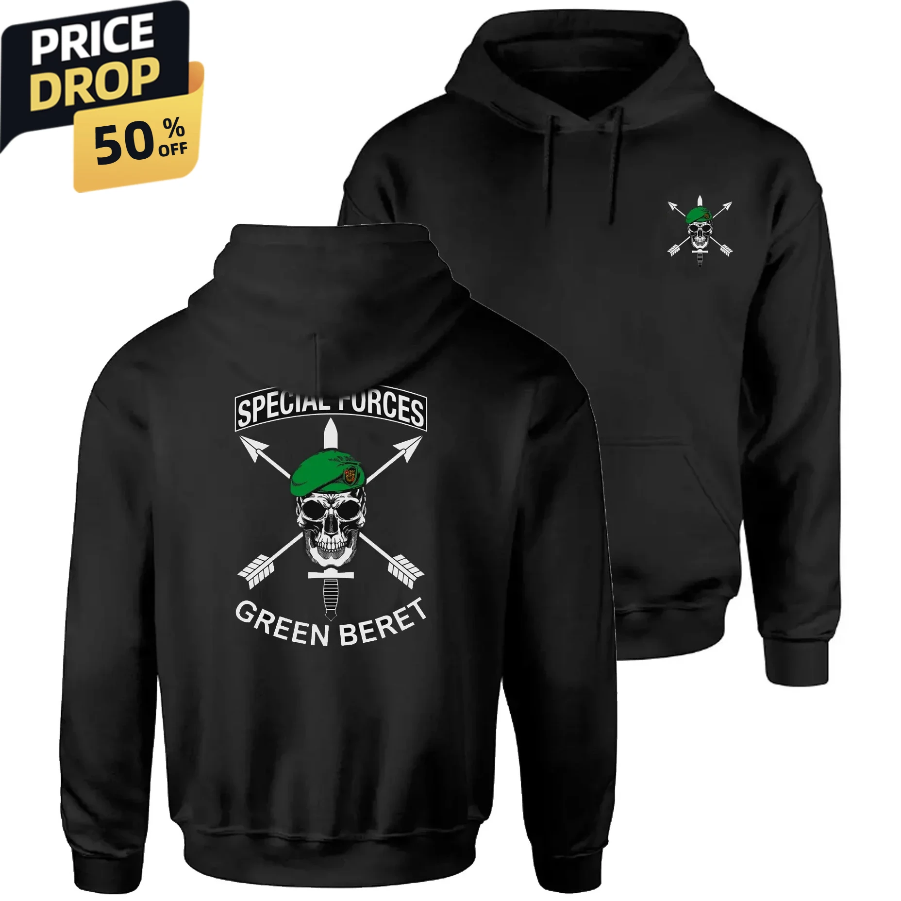 US Army Special Forces Green Berets Pullover Hoodie New 100% Cotton Comfortable Casual Mens Sweatshirt Military Style Streetwear