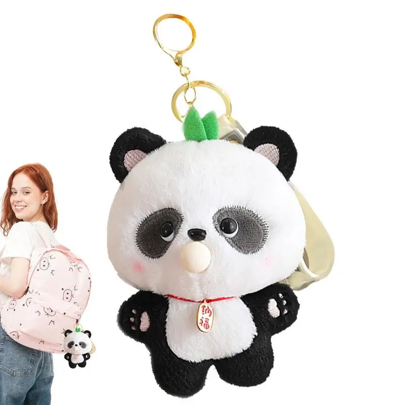 Animals Keyring Panda Keyring Portable Panda Anime Plush Key Chain Decor For Car Schoolbag Purse Bag