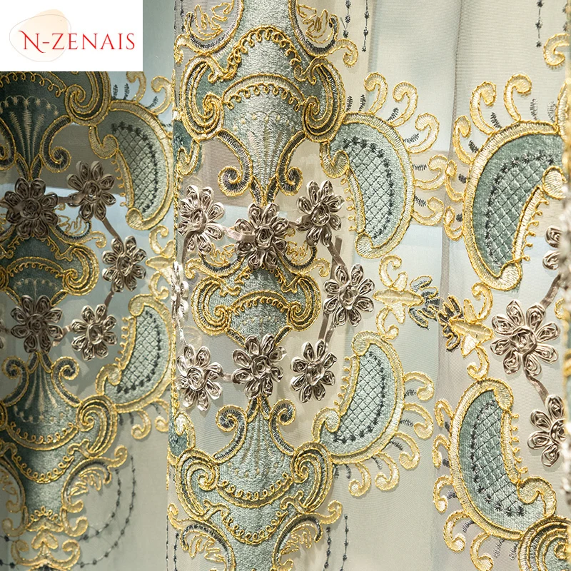 Custom  Size！！European Chenel Blackout Hollowing Out Atmospheric Modern Embroidered Curtains for Living Dining Room Bedroom