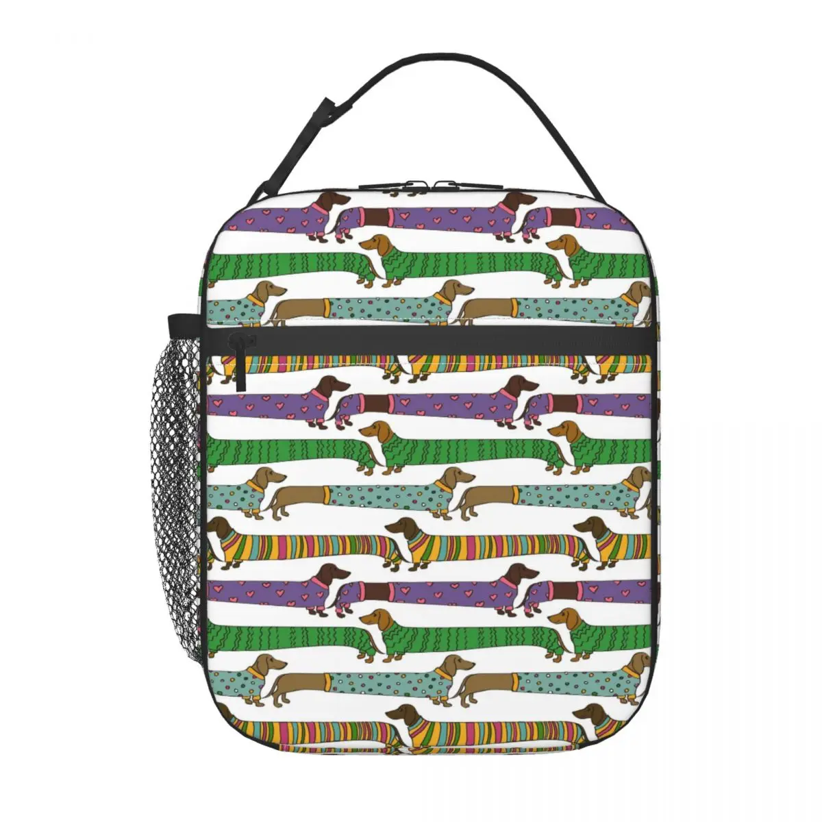 

Термосумка для обедов с рисунком таксы в яркой одежде для женщин и детей, портативная термосумка для еды, термосумка-тоут