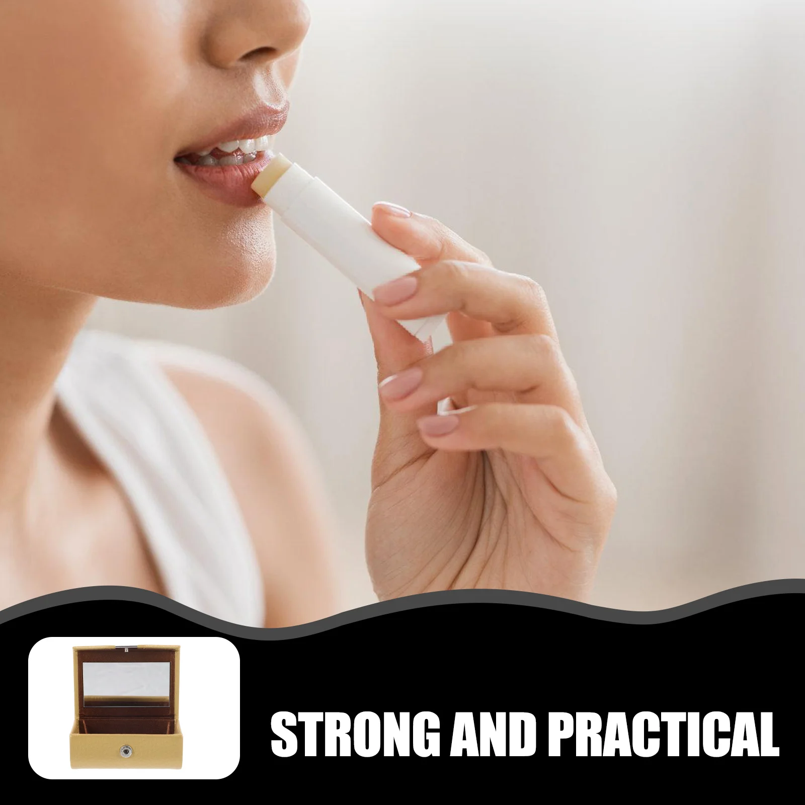 

Lipstick Holder 2 Slots Compact Portable Case Built-in Mirror Travel Makeup Organizer Small Lipstick Bag for Purse