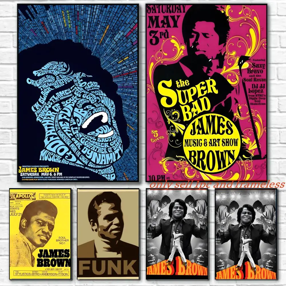 Music Godfather of Soul J-James Brown Poster Poster Painting Prints Wall Art Picture Film Room Home Bar Cafe Decor Mural