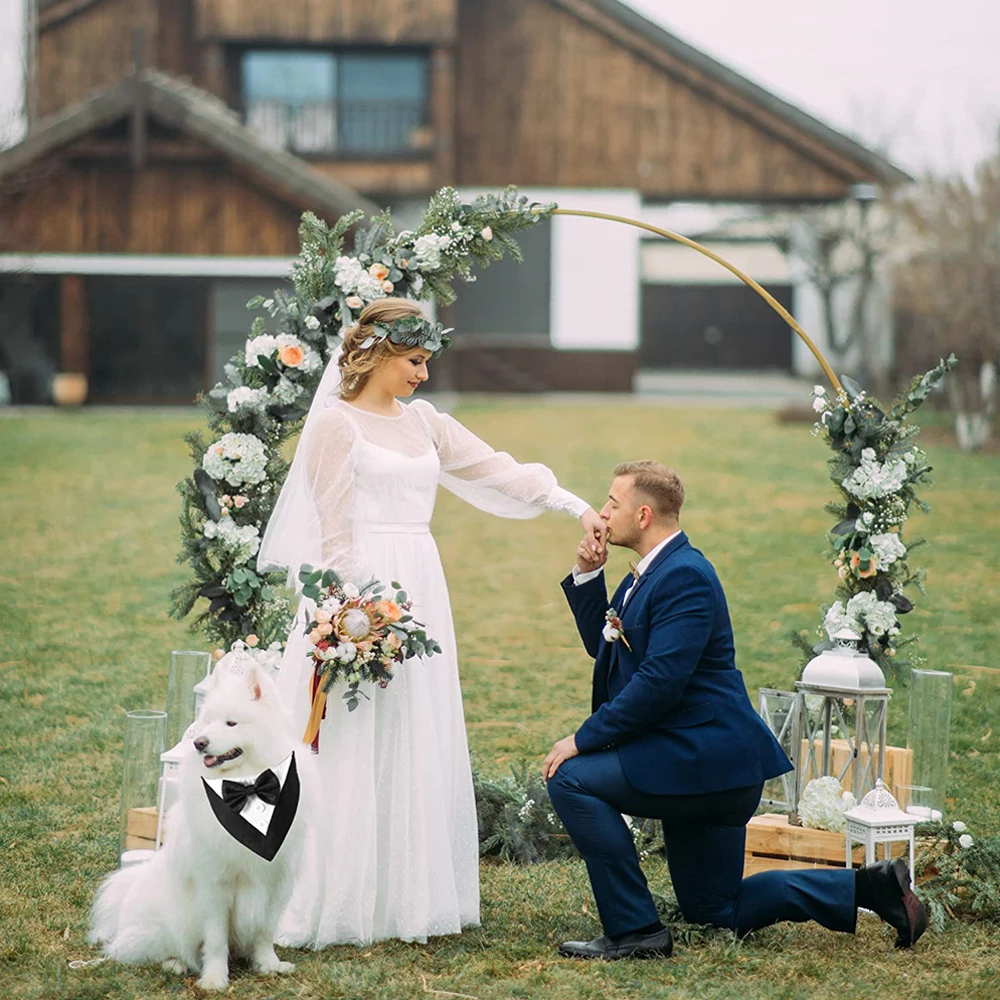 Dog Tuxedo Formal Dog Wedding Bandana with Bow Tie Dog Birthday Costume Adjustable Pet Party Tux Dog Wedding Attire Dog Scarf