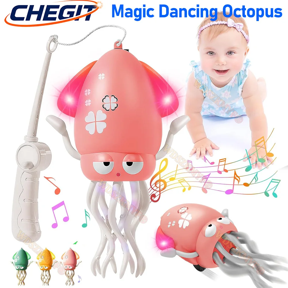 Electric Dancing Squid Toys for Kids Sound and Lights Obstacle Avoidance Crawling Simulation Octopus Baby Funny Interactive Toy