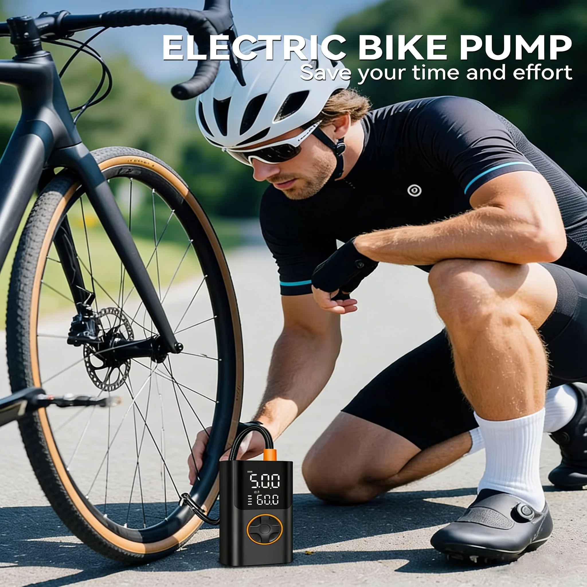 

Беспроводной автомобильный насос с цифровым дисплеем и LED-подсветкой, автоматическое отключение при заполнении шин