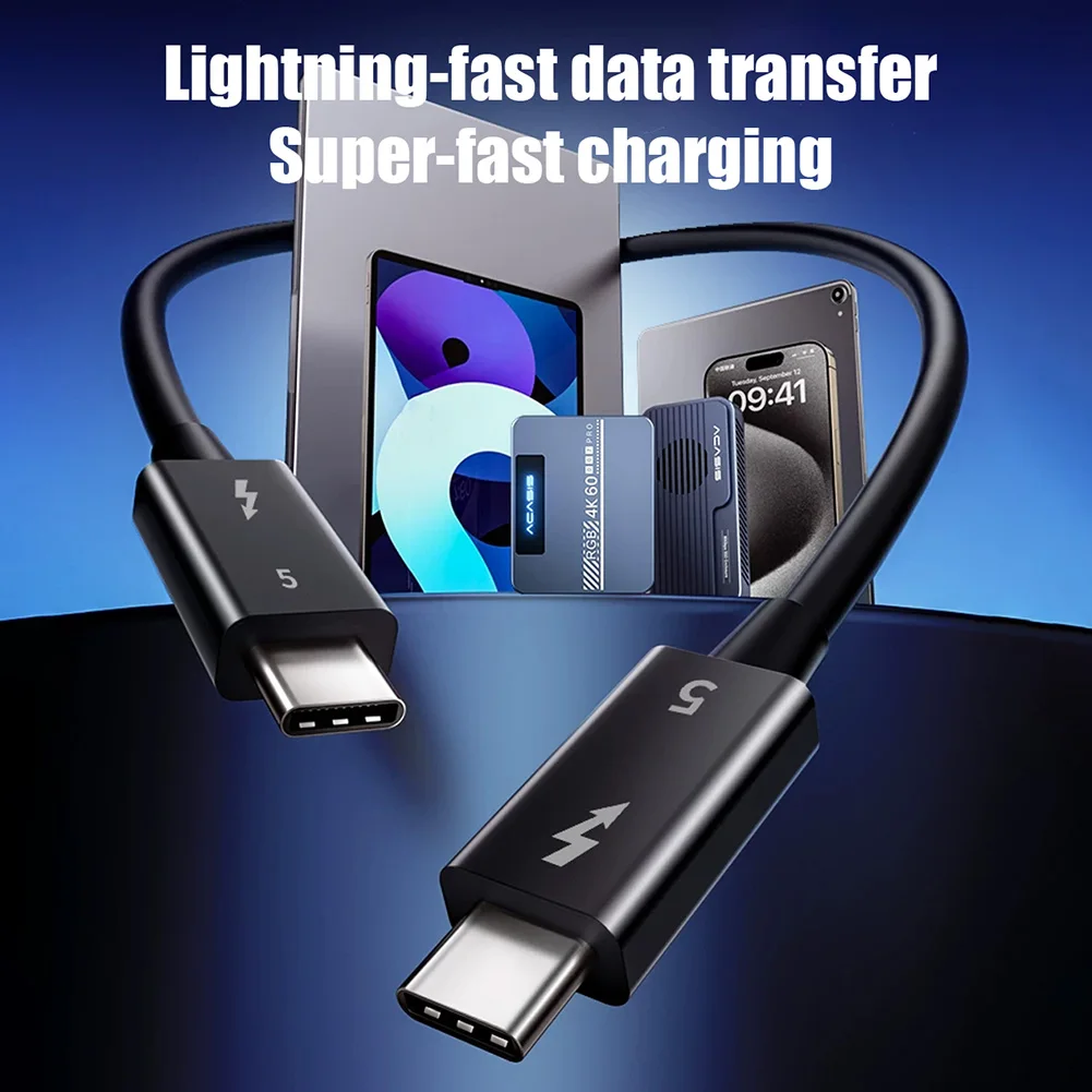 Thunderbolt 5 Cable 120Gbps USB4 Type-C to C PD240W Data Cable 16K Full-featured Cable For iPhone 17 16 MacBook iPad Android