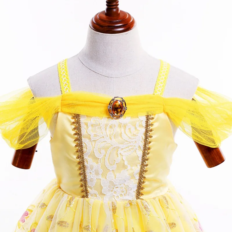 Girl Belle Dress Kids Beauty and The Beast Costume Children Christmas Princess Birthday Cosplay Elegant Party Dress 2-10 Years