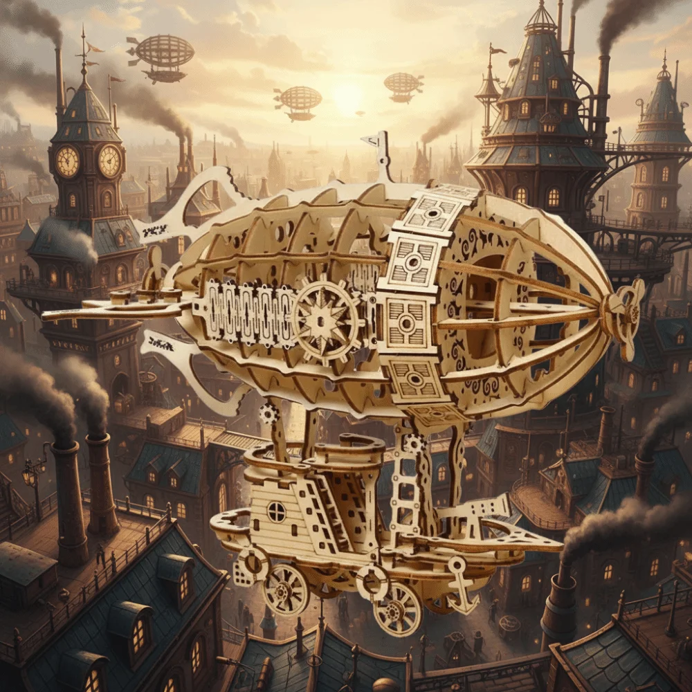 

Wooden Construction Airship Model Hand Craft Mechanical Design 3D Wooden Puzzle 3D Puzzle Mechanical Model Kits Model Building