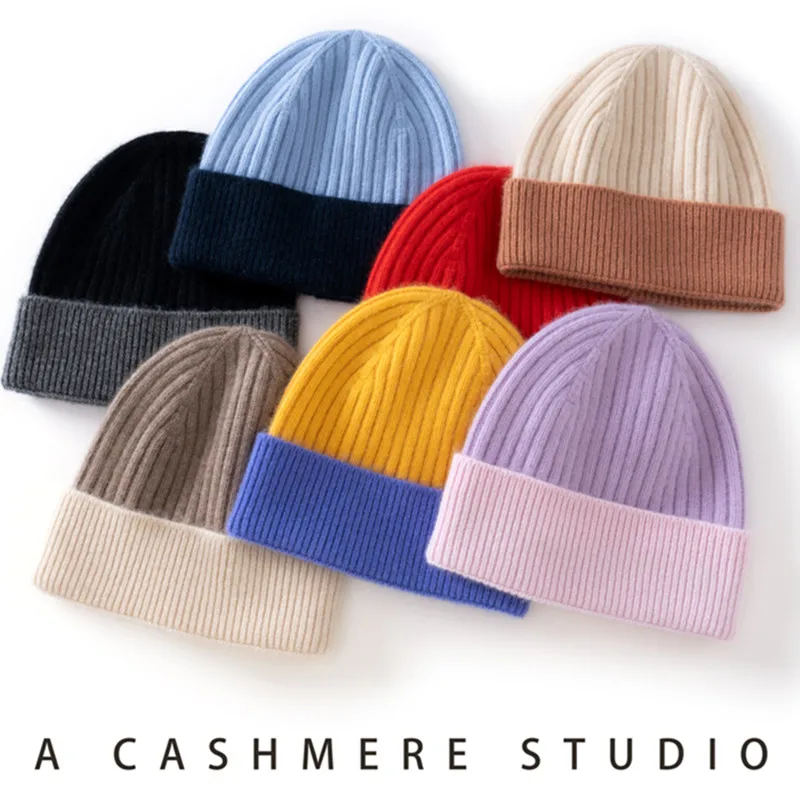 

Keep Warm Winter Hat for Children Unisex Knit Cap Kids 100% Cashmere Skullies Hats for Boys Bonnet Girls Caps Accessories