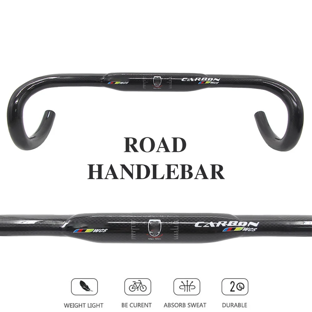 

3K Full Carbon Fibre Road Bike Black Bamboo Handlebar Carbon Bicycle Handlebar 31.8*380/400/420/440mm Bike Parts