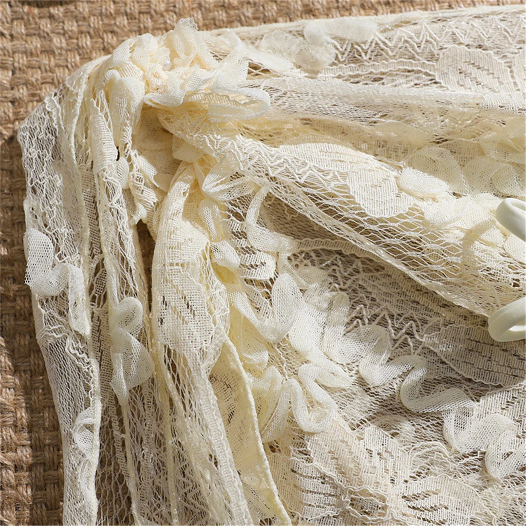 3-teiliges Set mit Sarong, Blumenmuster, Spitze, Neckholder-Bikini, Damen-Badebekleidung, dreiteiliger Bikini, Badeanzug, Badebekleidung, Schwimmbekleidung V8277 – Detail 7
