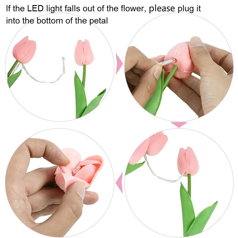5 uds tulipanes con luz LED flores de tulipán artificiales lámpara de mesa simulación de tulipanes ramo luz nocturna regalos para decoración del hogar