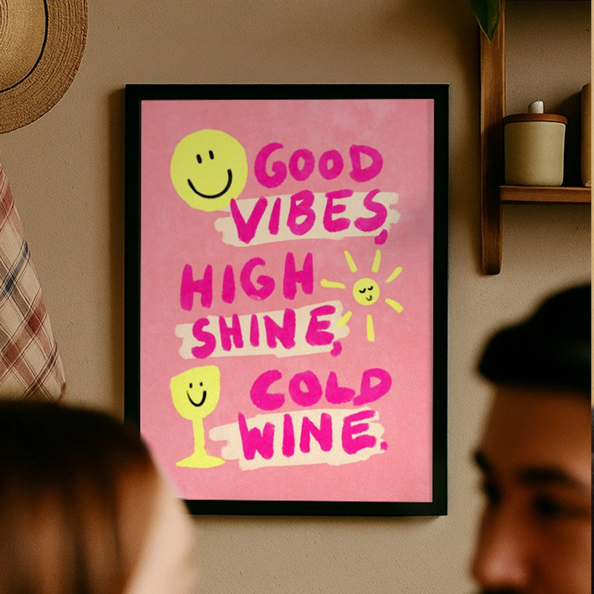 Modern Pink Good Vibes Quotes Wall Art Print Canvas Painting Poster Picture For Living Room,Bedroom Home Decor