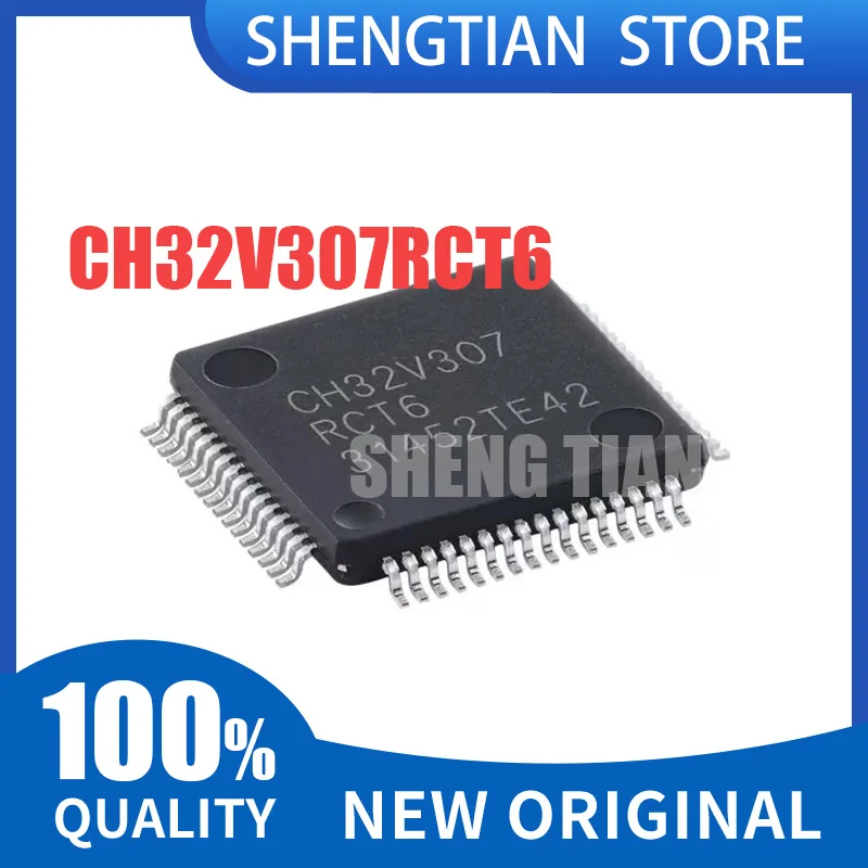 2Pcs New CH32V307RCT6 CH32V307 CH32V RCT6 LQFP-64M Industrial grade universal MCU interconnect In Stock Wholesale