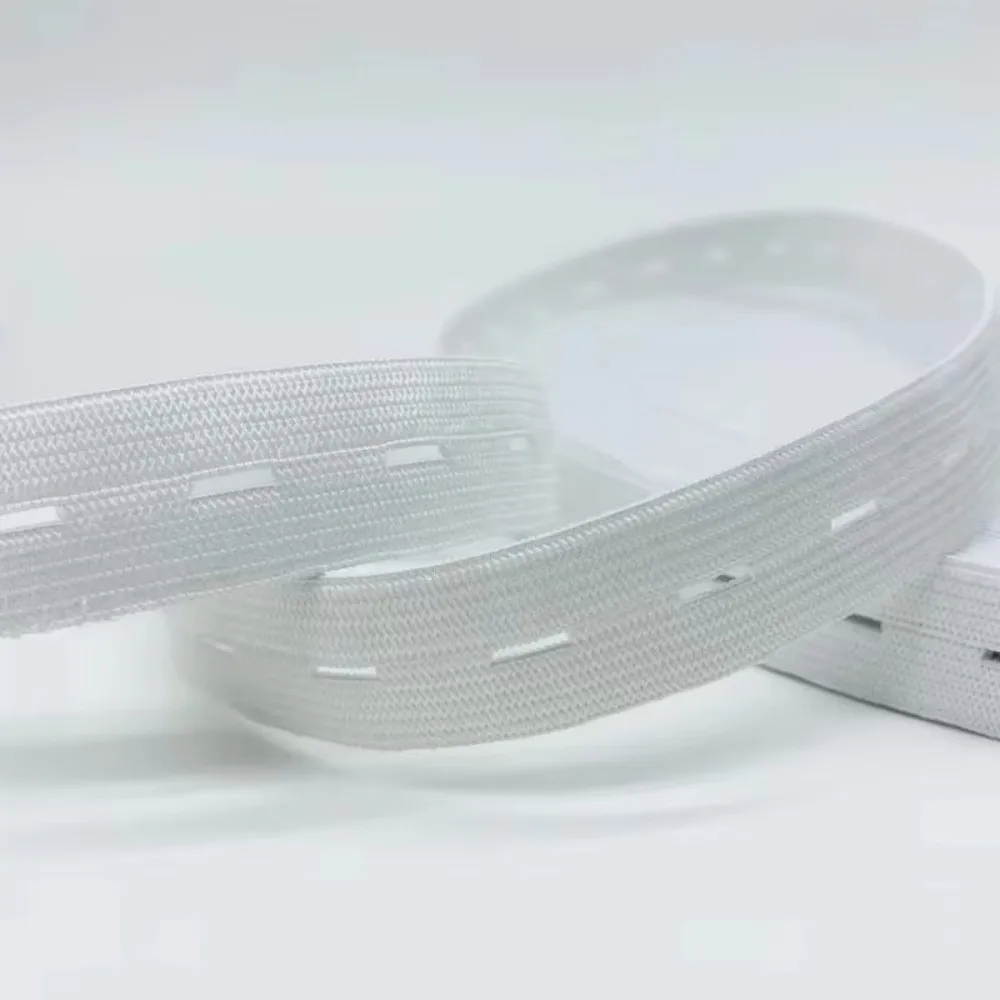 أسود أبيض زر ثقب حزام مطاط قابل للتعديل ثقب الملابس الخياطة اكسسوارات مطاطا تمتد حزام شريط مسطح 5 متر #3