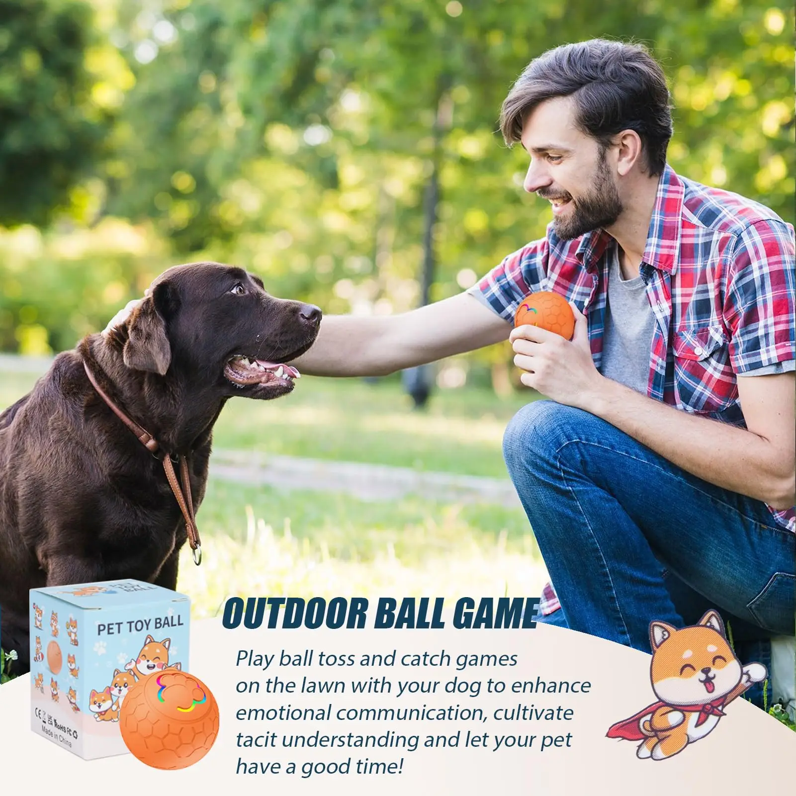 Active Roling Ball for Dogs - 2.2" Sturdy Motion Actived Interactive Dog Ball for Puppy/Small/Medium Dogs, USB Rechargeable Ball image 4