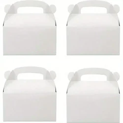 25pcs White Party Favor Treat Boxes, Gable Paper Gift Boxes With Handles. Perfect For Wedding, Birthday, Graduation