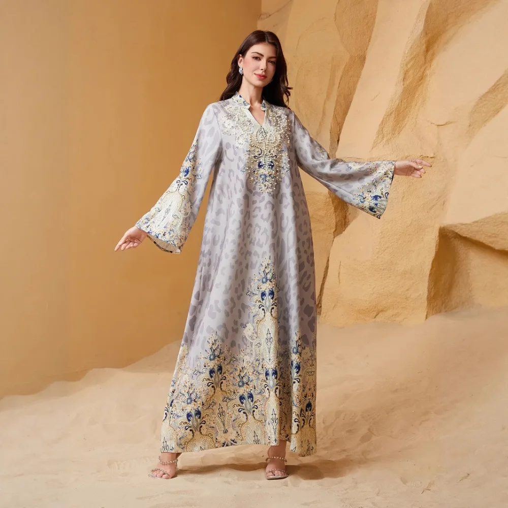 

Eid party dress Abaya Women Print Jalabiya Elegant Muslim Dubai Vestidos Largo Ramadan Morocco Prayer Caftan Robe Abayas 2026