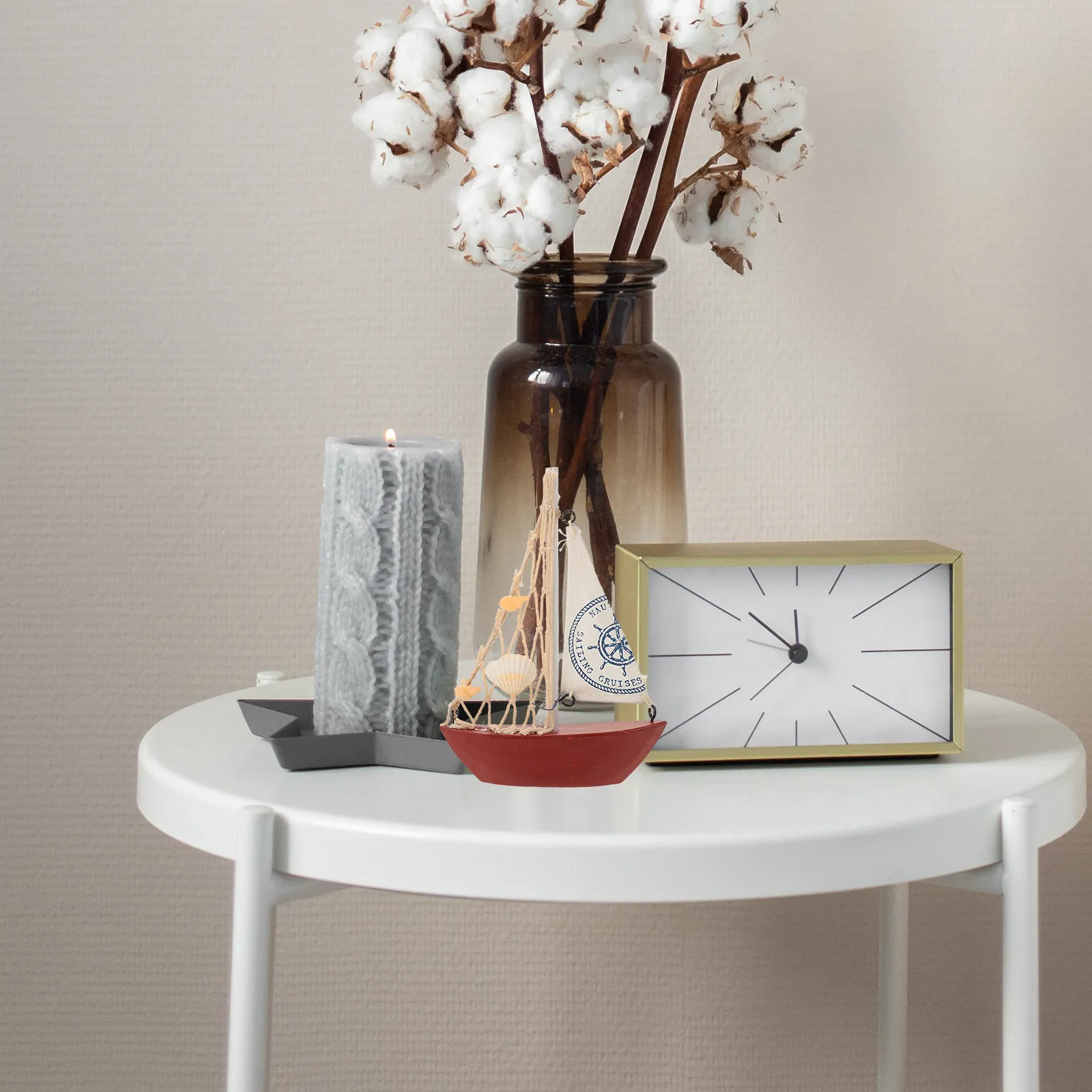 

Wooden Sailboat Nautical Decoration Elegant Sailing Boat Ornament Coastal Mediterranean Style Desktop Decor Sailing Ship Model