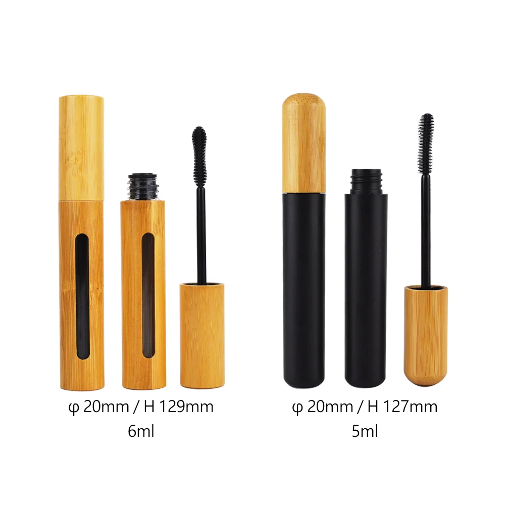 

5ml 6ml Plastic Cosmetics Makeup Lash Bottle Packaging Bamboo Wands Tube Container Empty Mascara Tubes with Brush 50pcs