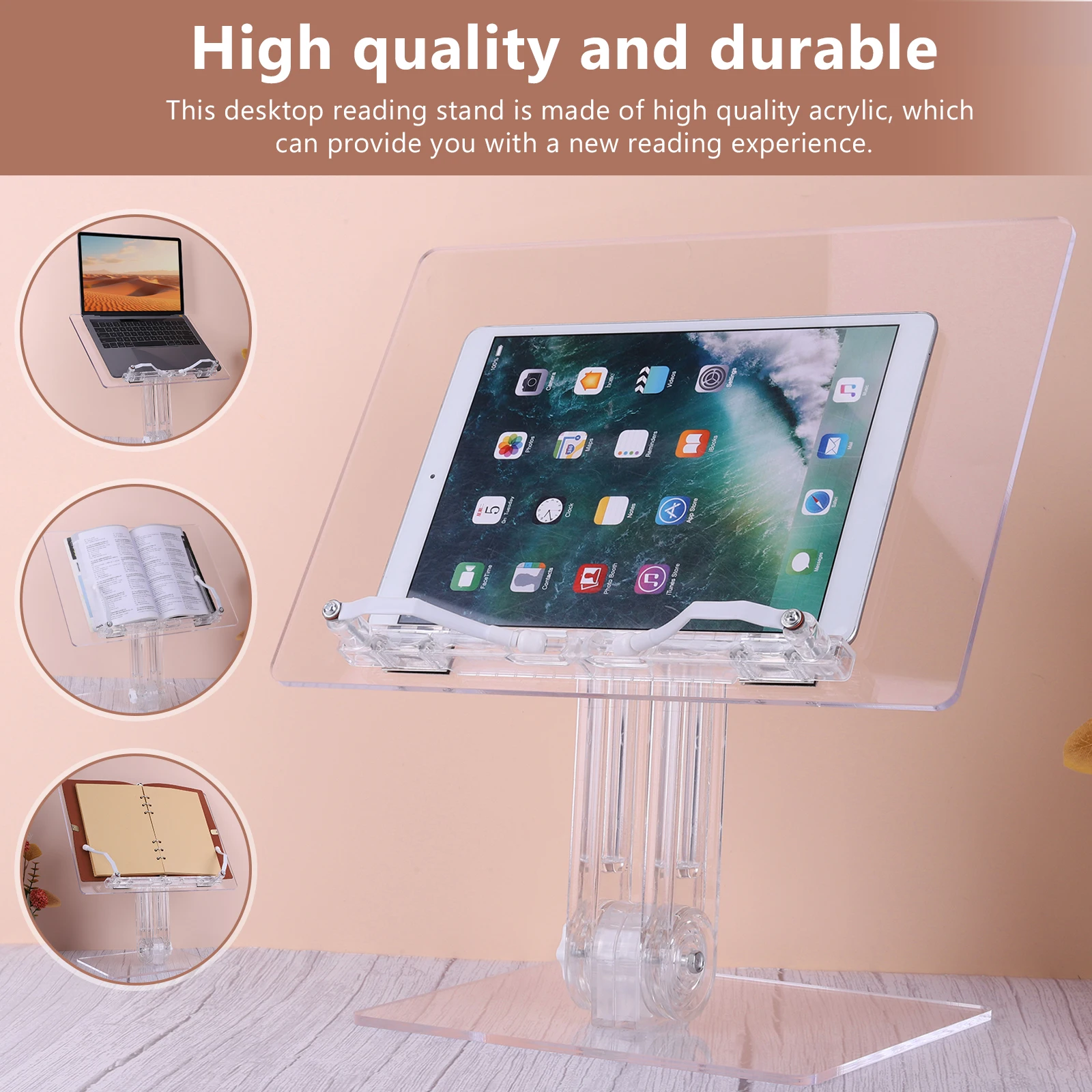 

Acrylic Tablet Stand Adjustable Swivel Tablet Stand Transparent Tablet Holder Desk Stand for iPad Book Desktop Holder