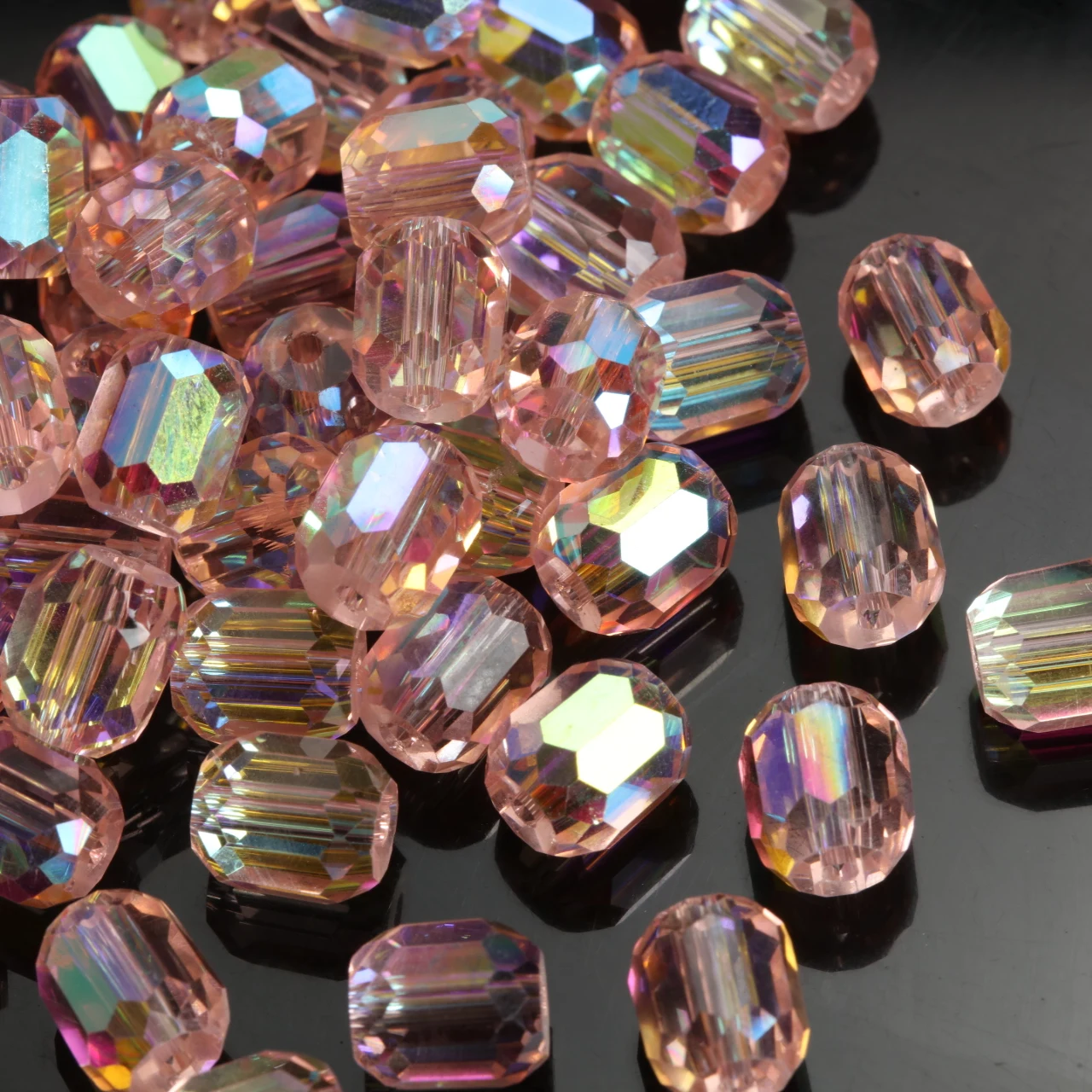 8x9mm 160pcs Transparent Orange Pink Glass Barrel Beads For Bracelets Necklaces Earrings DIY Handmade Jewelry Accessory Parts