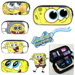 SpongeBob Pencil Case Large Capacity Cartoon Pen Bag Funny Kids School Zipper Storage Box Students Anime Stationery Organizer