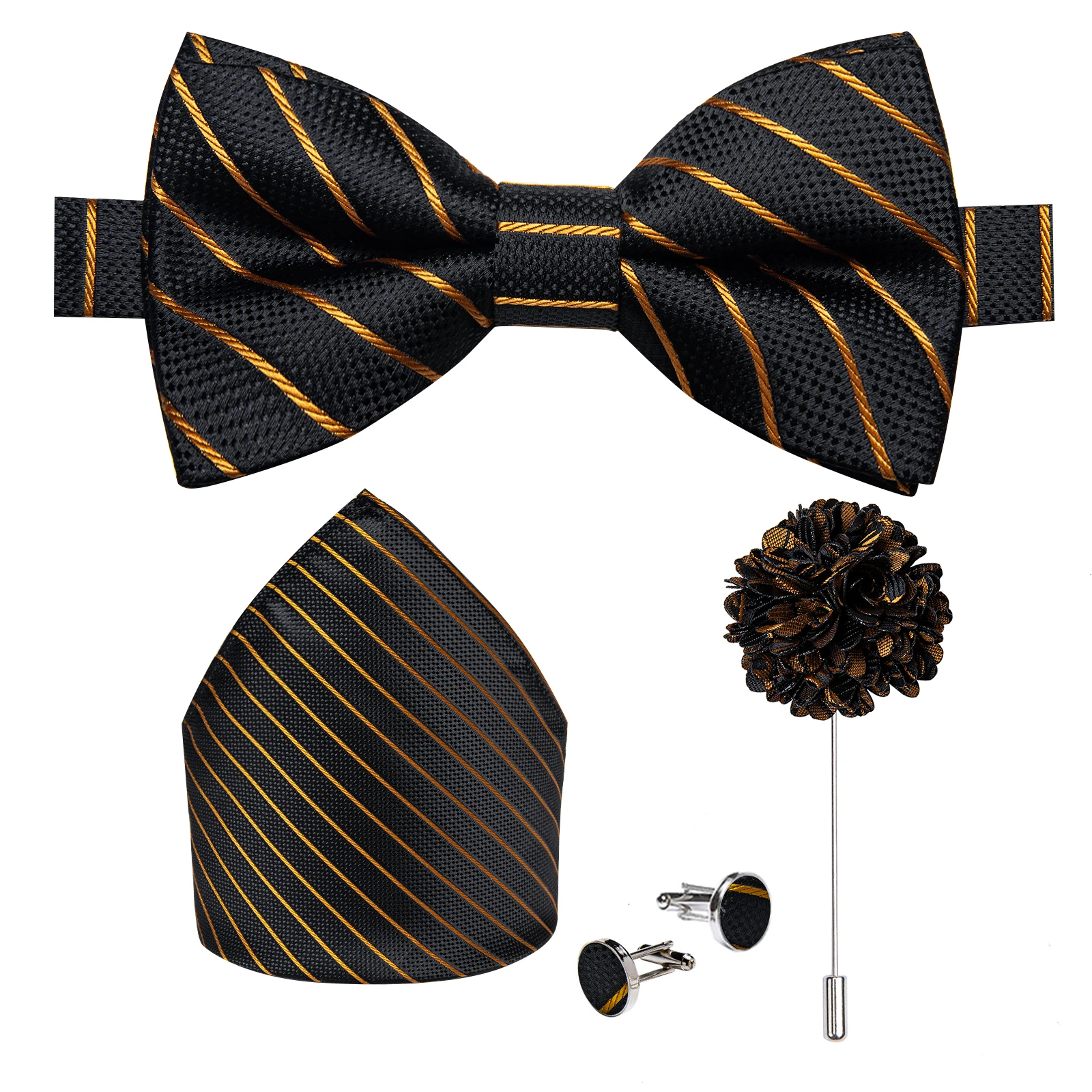 Hochzeitsfliege für Herren, klassisch rot, vorgebundene Fliege, Manschettenknöpfe, Ansteckblume, Set für Partys, Schmetterlingsknoten, Geschenk, Herren-Accessoires – Detail 34