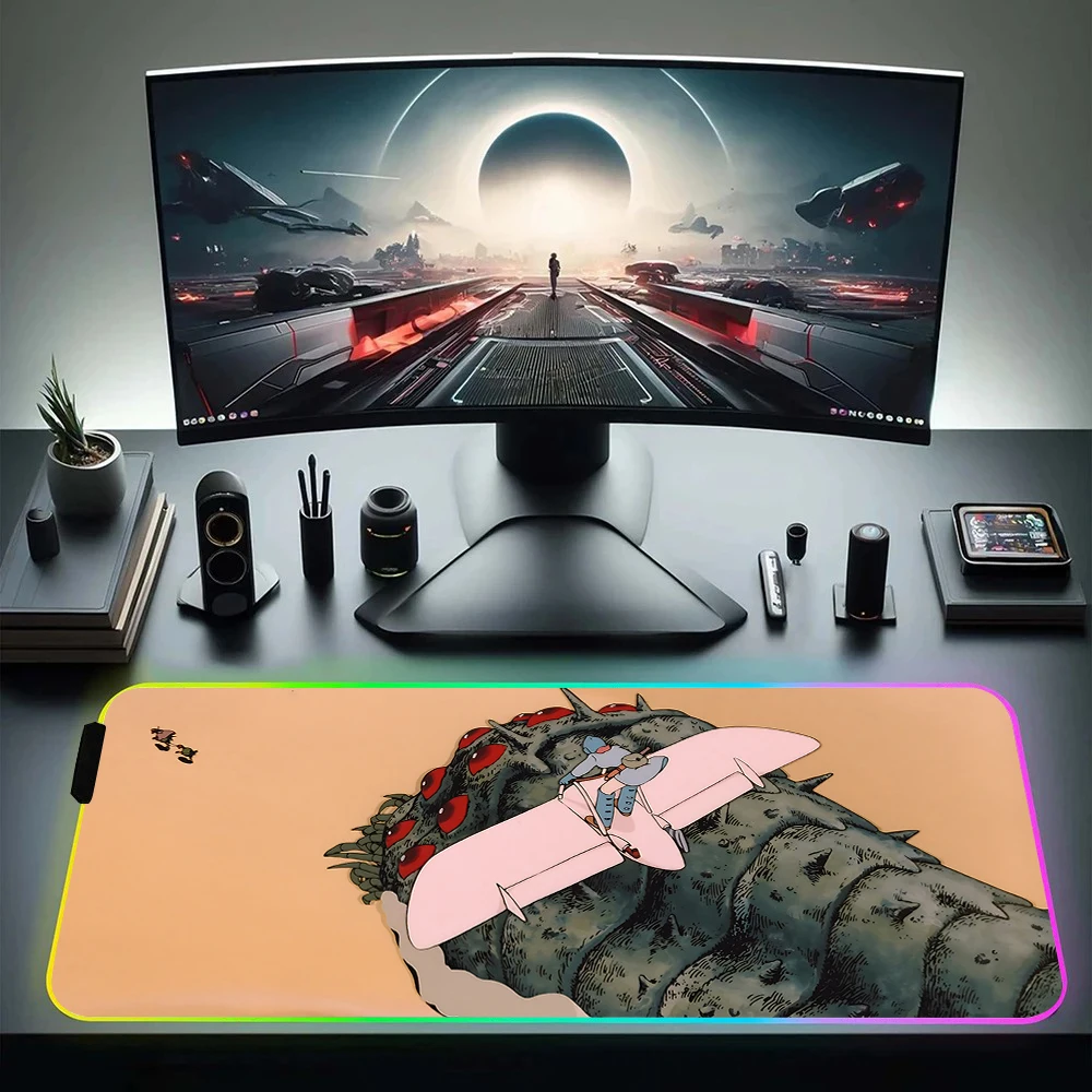 Nausica Of The Valley Of The Wind RGB Gamer Keyboard Mouse Pad Mousepad LED Glowing Mouse Mats Rubber Gaming Computer Mausepad