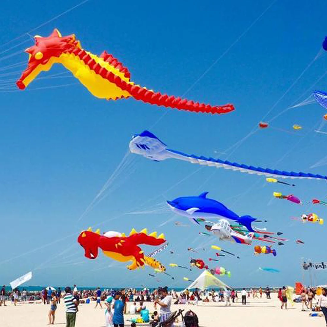 9KM 5m Seahorse Kite Line Laundry Kite Soft Inflatable 30D Ripstop Nylon with Bag for Kite Festival (Accept wholesale)