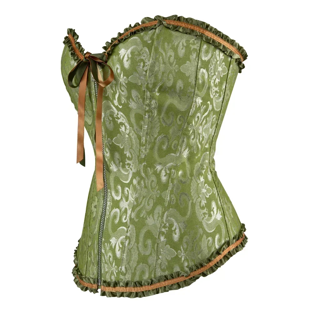 Women's Corset Lace Up Bustiers Jacquard Corsets Zip Boned Bustier Casual Corsage Plus Size Halloween Evening Party Costumes