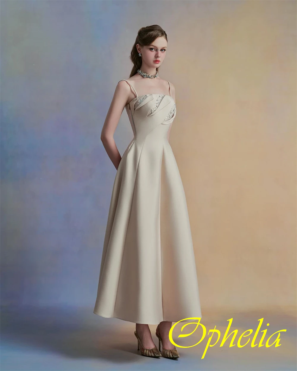 Robe de soirée personnalisée à bretelles Spaghetti, robe de Cocktail classique sans manches, à la mode, avec perles, pour occasions spéciales