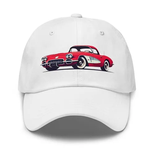C1 Dad Hat – Classic 1960s Red vette Baseball Cap for Vintage Car Enthusiasts