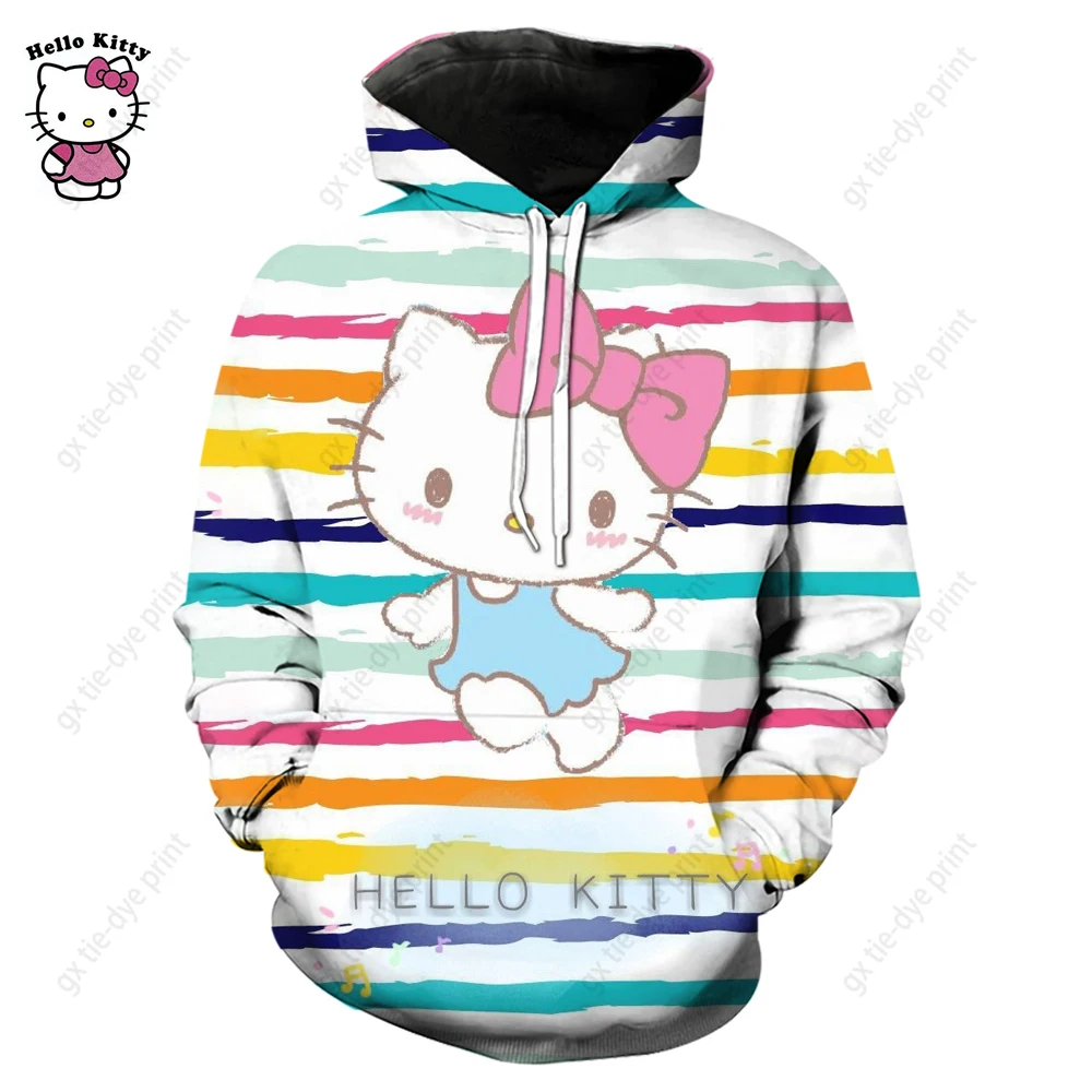 2024 New Hello Kitty 3D printed hoodie Fall and spring can be popular women's hoodie hip hop super cute hoodie sweatshirt