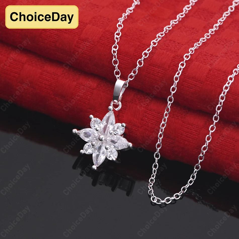 

ChoiceDay Fashion 925 Sterling Silver Exquisite Snowflake Pendant Necklace Women Jewelry Accessories Party Wedding