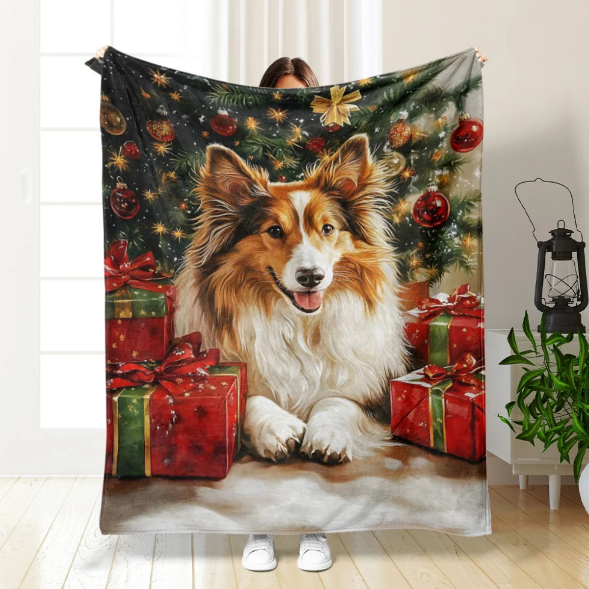 

1 Suig Home Dog Flannel Blanket - Warm and soft, perfect for sofas, beds, living rooms, offices, and travel, Christmas.