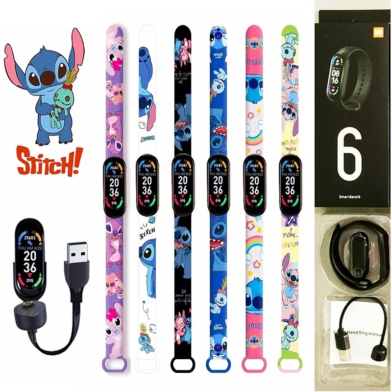 Disney Mickey Stitch Smart Watch Sports Electronic Heart Rate Pressure Blood Pedometer Rechargeable Music Sleep Monitoring Toys