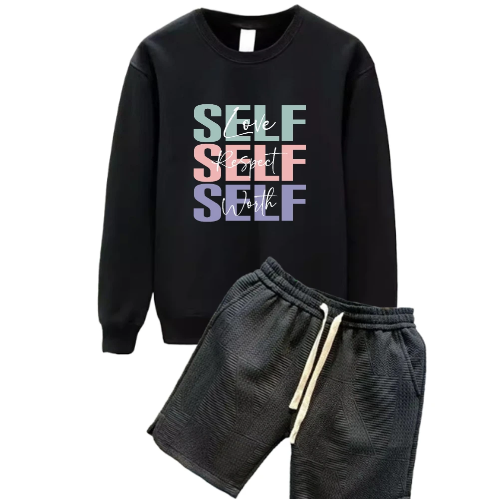

2025 Men Long Sleeves Leisure Tracksuit Sportswear Quick Dry Material for Running Jogging and Daily Wear Sport Tshirt+shorts set