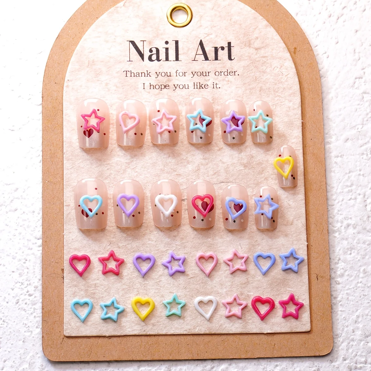 30pcs, 7*7mm, Dopamine Color Palette, Hollow-Out, Macaron Color Palette, Five-Pointed Star Nail Art Charms, Cute Three-Dimension