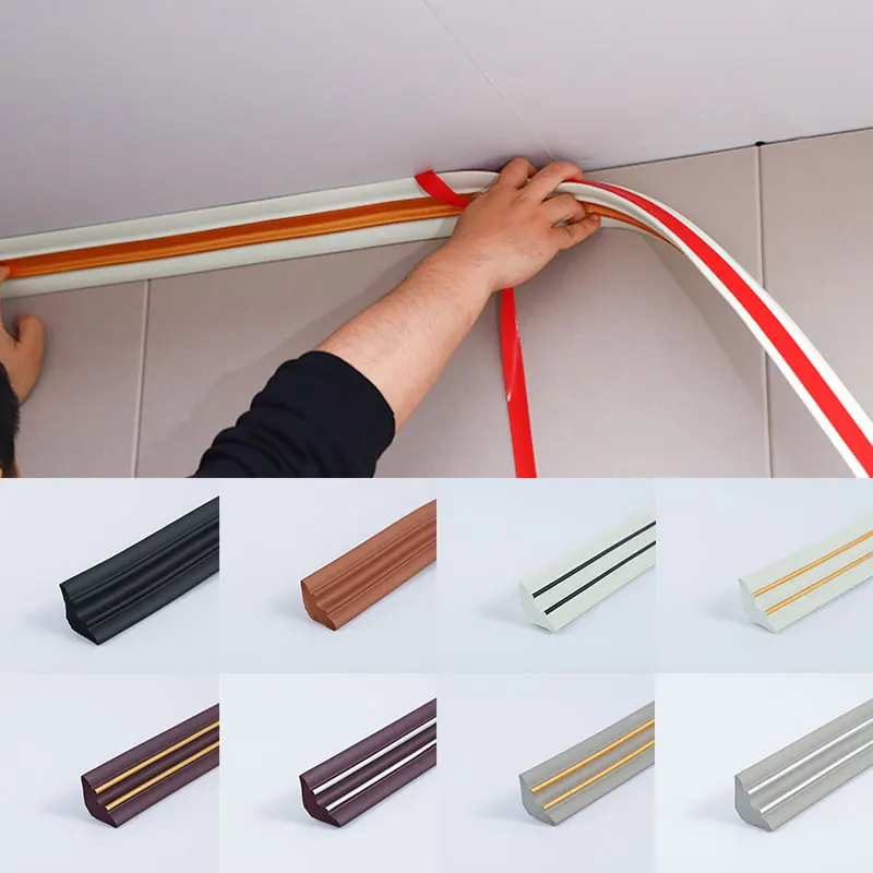 5M Foam Ceiling Corner Line Sticker Strip Self Adhesive Waistline Ceiling Decoration Strip Baseboard Border Corner Home Decor